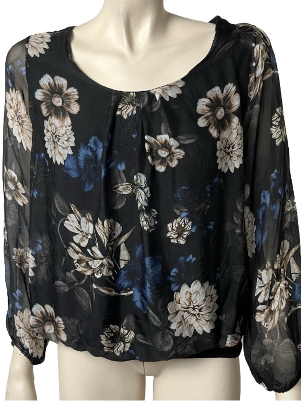 Viola Borghi Black Floral‎ Silk Blend Blouse